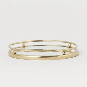 Elégant et luxueux plateau de service rond en aluminium plaqué or Design moderne pour la maison ou la salle d'exposition de mariage - Product Image 4