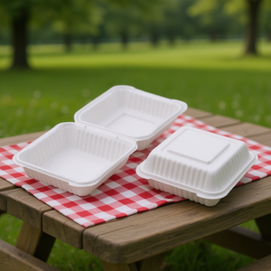 Contenitore per Pranzo Monouso a 1 Scomparto con Coperchio a Cerniera 23x23x7 cm Quadrato 99% PP - Product Image 3