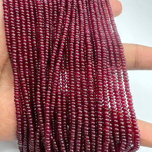 Venta al por mayor de fabricación india, lote de cuentas de piedras preciosas naturales de 3mm-5mm de buena calidad con forma de Rondelle liso de rubí Longido hecho en Jaipur - Product Image 1