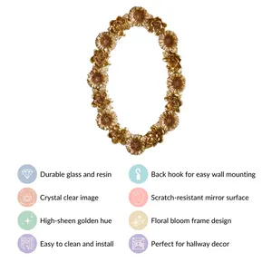 Espejo de pared de estilo de flor redonda de vidrio pulido con marco hecho a mano de calidad superior para decoración de pasillo, uso colgante de pared para exportación a granel - Product Image 4