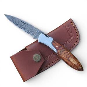 Couteau pliant artisanal en acier Damas inoxydable de qualité industrielle, poignée personnalisable, pointe tombante 58HRC, logo personnalisé - Product Image 1