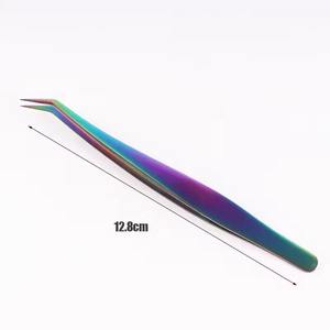 Pinces à cils artificiels professionnelles, tête pointue pour la greffe, spéciales pour les débutants, pince à cils dorée à 7 mots, vente en gros - Product Image 2