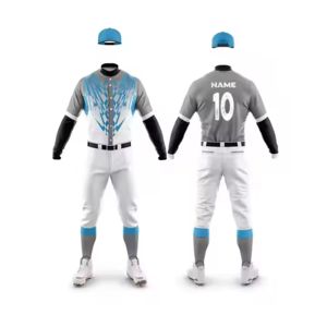 Camisas de béisbol Logotipo personalizado y diseño Rayas impresas Malla transpirable ligera Cuello en V Botón Uniforme de béisbol - Product Image 1
