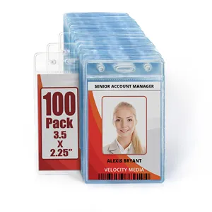 Soft PVC ID card holder Vertical Slot Zipperless 2.25" x 3.5" Bulk Buy Name Tags For Office and School Usage