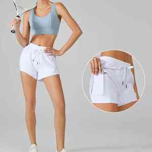 2025 nuevo 2 uds traje de Yoga ropa deportiva para mujer Pantalones cortos de Trasero de melocotón trajes de entrenamiento ropa de mujer Pantalones cortos de cintura alta gimnasio Fitness desgaste traje - Product Image 4