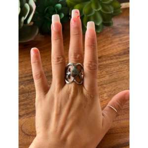Tonya Yazzie Kingman Fine <b>Boho</b> Jewelry Turquoise & Sterling <b>Silver</b> <b>Ring</b> Smooth Cut Stone Size 11 Vermeil Plating Everyday Wear - Product Image 2