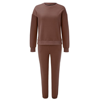 Ensemble de survêtement décontracté en molleton de coton mélangé respirant et antibactérien pour femme, comprenant un sweat-shirt oversize et un pantalon de jogging – Vente en gros