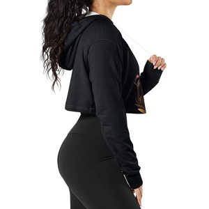 Top Trending Mujeres Sublimación Crop Top Sudadera con capucha Transpirable Cómodo Mejor diseño Material duradero Sublimación Sudadera con capucha para mujeres - Product Image 3