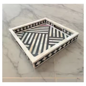 Bandeja de servicio de alta venta 2025 elegante juego de regalo de quemador de incienso indio bandejas con incrustaciones de madreperla y hueso a precio competitivo - Product Image 2