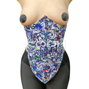 Corset Bustier Streetwear Amincissant Sous la Poitrine avec Baleines en Acier et Motif Graffiti Collage - Fournisseur - Product Image 3