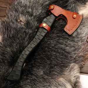 Hacha de Batalla Estilo Vikingo de Acero con Alto Contenido de Carbono, Hecha a Mano, de Grado Industrial para Exteriores, con Mango de Madera para Acampar, con Funda - Product Image 6
