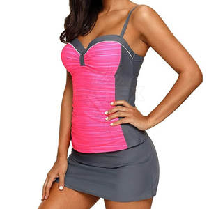 Tankinis 2 pièces, maillot de bain sans bretelles, logo sur le devant, léger, respirant, en élasthanne/polyester, pour les activités de baignade et de plage pour femmes - Product Image 2