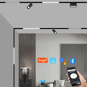 Tavan gömme emme akıllı hareketli kafaları manyetik demiryolu hüzme aydınlatma sistemi ticari doğrusal LED Cob manyetik parça ışık