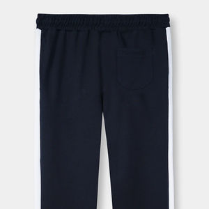 Men's Casual Straight Panel <b>Trouser</b> 100% High Quality Navy Interlock Fabric Customizable Breathable Lightweight <b>Elastic</b> <b>Waist</b> - Product Image 5