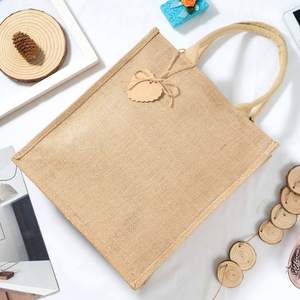 Vente en gros de sacs à provisions biologiques en jute recyclée écologiques et réutilisables avec motif de lettres et logo - Product Image 5