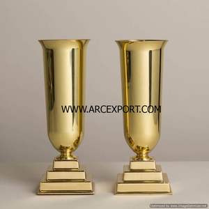 Artículos de decoración de estilo de Metal de acero dorado, nuevos artículos elegantes, grandes jarrones de flores de diseño antiguo para proveedores mayoristas - Product Image 6