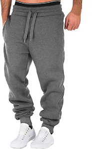 <b>Men's</b> Sweatpants High Waist Casual Leggings Winter <b>Gym</b> Jogger Work <b>Pants</b> Zipper Decor Pocket Cotton Fabric - Product Image 5