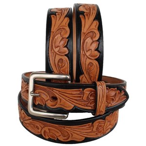 Cinturón de cuero de vaca occidental hecho a medida de calidad superior con herramientas manuales y coloración Proveedor de fabricante superior Saman Exports - Product Image 3