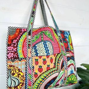 Bolsos Tote Reversibles de Estilo Bohemio, Acolchados, Ligeros, de Algodón, con Correa para el Hombro, Resistentes al Agua, con Cierre de Poliéster, Reutilizables para Uso Diario - Product Image 2