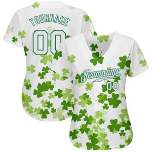 Blanc personnalisé-Vert Kelly Motif 3D Design Authentique maillot de baseball de la Saint-Patrick - Product Image 2