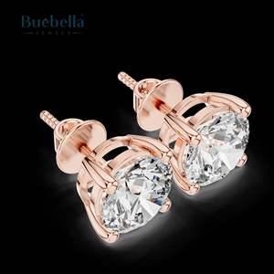 Gran oferta, joyería fina para mujer, plata 925 y oro macizo de 18 quilates, pendientes de tuerca con diamantes de moissanita, elegantes pendientes de tuerca de oro de 18 quilates - Product Image 6