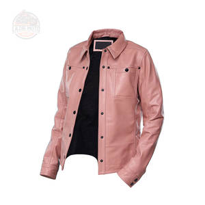 Chemises à boutons en cuir à manches longues et col rabattu personnalisées grande taille pour femmes-Streetwear respirant et anti-rides - Product Image 1