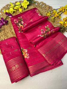 Sari de Seda Dola Indio y Pakistaní con Tejido Jacquard Completo, Disponible en Stock, para Fiestas y Festivales, para Mujeres Adultas - Product Image 6