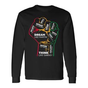T-shirt a maniche lunghe con pugno motivazionale per i leader, prodotto promozionale per il Black History Month - Product Image 1