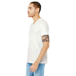 T-shirt en jersey à col en V unisexe-Blanc vintage, 100% coton Airlume, 4.2 oz - Product Image 2