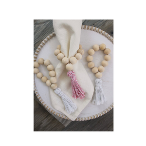 Rond de serviette en perles de bois rustique fait à la main couronne de ferme pour chambre ou table pour un design simple décor à la maison - Product Image 6