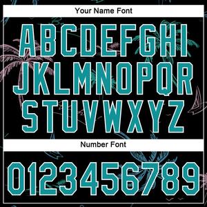 Maillot de baseball authentique de palmiers d'Hawaï avec motif 3D noir et blanc sarcelle personnalisé - Product Image 2