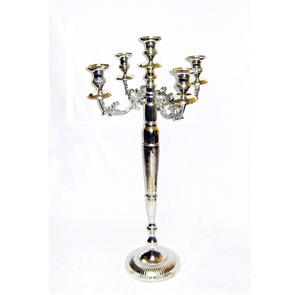 Grand candélabre en argent 5 bras candélabres en argent décoratifs pour la décoration de mariage tendance candélabre fait main 5 bras - Product Image 1