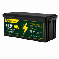 Batterie LiFePO4 51,2 V 50 Ah 2560 Wh, batterie lithium 48 V à décharge profonde pour camping-car, énergie solaire hors réseau, stockage d'énergie