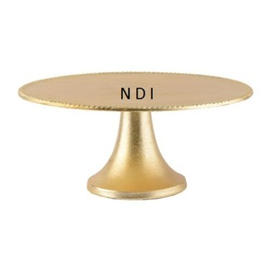 Boda o fiesta de compromiso celebración chapado en oro acabado Metal pastel soporte de un solo nivel pastel plato soporte - Product Image 1
