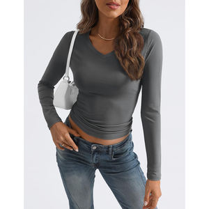 Ajusté manches longues femmes chemises pour chemise Double face coton respirant femmes Cool Anti-rides trois aiguilles solide - Product Image 3