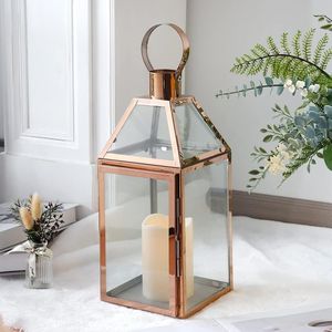 Farol de metal de estilo industrial con construcción de hierro duradera y paneles de vidrio transparente para iluminación decorativa comercial - Product Image 2