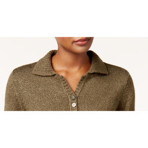 Maglione Verde Heather a Maniche Lunghe con Colletto per Donna Karen Scott, Casual e Traspirante per l'Autunno, Disponibile in Taglie Piccole e Grandi - Product Image 2