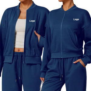 Blouson bombardier zippé en toile respirante pour femme 100% polyester vêtements de sport d'hiver vêtements de sport avec manches complètes - Product Image 6