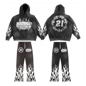 Conjunto de sudadera con capucha y pantalones de chándal acampanados con estampado de abullonado en 3D personalizado para hombre, conjunto de sudadera de moda de invierno Unisex - Product Image 1