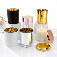 Pot à bougie électrolytique en verre vide de luxe Récipient à bougie d'aromathérapie avec couvercle miroir doré pour la fabrication de bougies