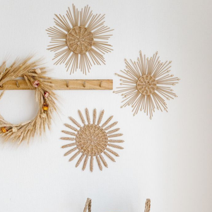 Conjunto de cesta de decoración de pared Sunburst de ratán bohemio al por mayor de Vietnam-decoración colgante de pared de mimbre tejido, granja - Product Image 4