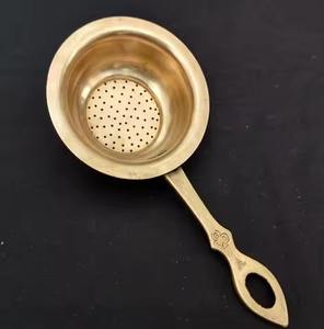 Brass <b>Tea</b> Strainers And Resting <b>Pot</b> <b>Infuser</b> Brass Metal Hand Woven <b>Tea</b> Strainer - Product Image 6