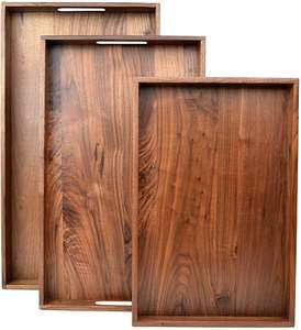 Plateau de service ovale en bois traditionnel, motifs sculptés à la main contemporains et modernes, artisanat en métal, personnalisable, cadeau de table - Product Image 3