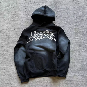 Sudadera con Capucha con Estampado de Llama Azul Cielo, Sudadera Holgada de Estilo Urbano con Estampado Puff, Sudadera con Capucha Unisex, Sudadera Moderna con Logotipo Personalizado, Ropa de Invierno - Product Image 4