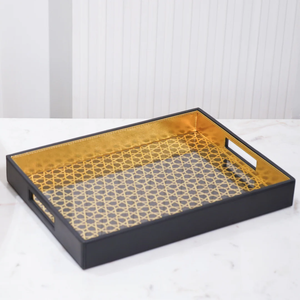 Plateau de service en métal au fini élégant, aspect amélioré pour les tables à manger - Product Image 2