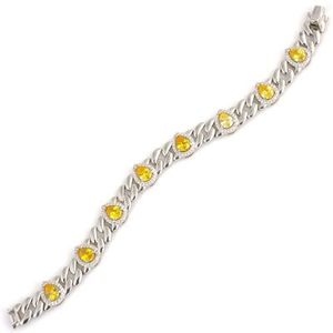 Bracelet en argent sterling 925 plaqué rhodium or rose 18 carats avec pierre de citrine en forme de goutte, style religieux, pierres principales en diamant et perle - Product Image 1