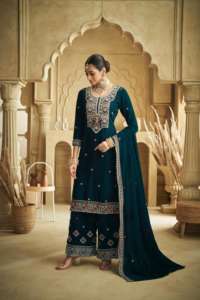 Trajes Palazzo de terciopelo Premium para mujer con hermosa secuencia de bordado, brocas de trabajo y trabajo hecho a mano, traje de fiesta perfecto - Product Image 5