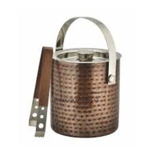 Look élégant en acier inoxydable argent brillant poli grande texture martelée concepteur seau à glace baignoires à boissons accessoires de bar - Product Image 2