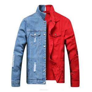 OEM Hombres Casual Outwear Denim Jean Jacket 100% Algodón Botón Doble Color Diseño Denim Chaquetas de los hombres - Product Image 5