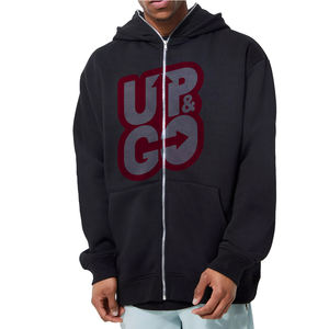 Sweat à capuche unisexe en coton et polyester avec fermeture éclair, en molleton bouclette, idéal pour le sport et le fitness, coupe oversize unie, collection hiver - Product Image 1